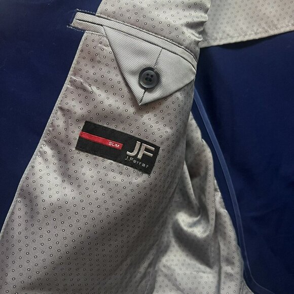 JF  Ferrar Men Suit Slim Navy Blue 360 4-Way  Stretch Winkle Resistan L 42/44 - Picture 2 of 9